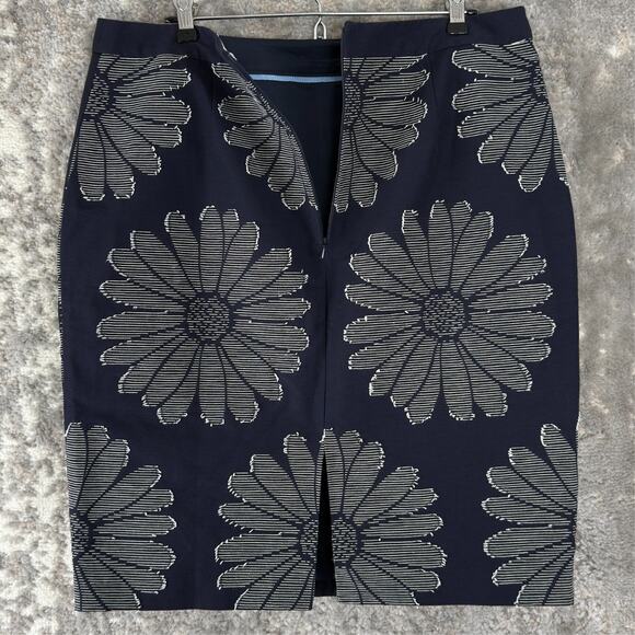 Boden Size 12 Floral Garden Party Skirt A-Line Stretch Cotton Blend Navy - Picture 4 of 9